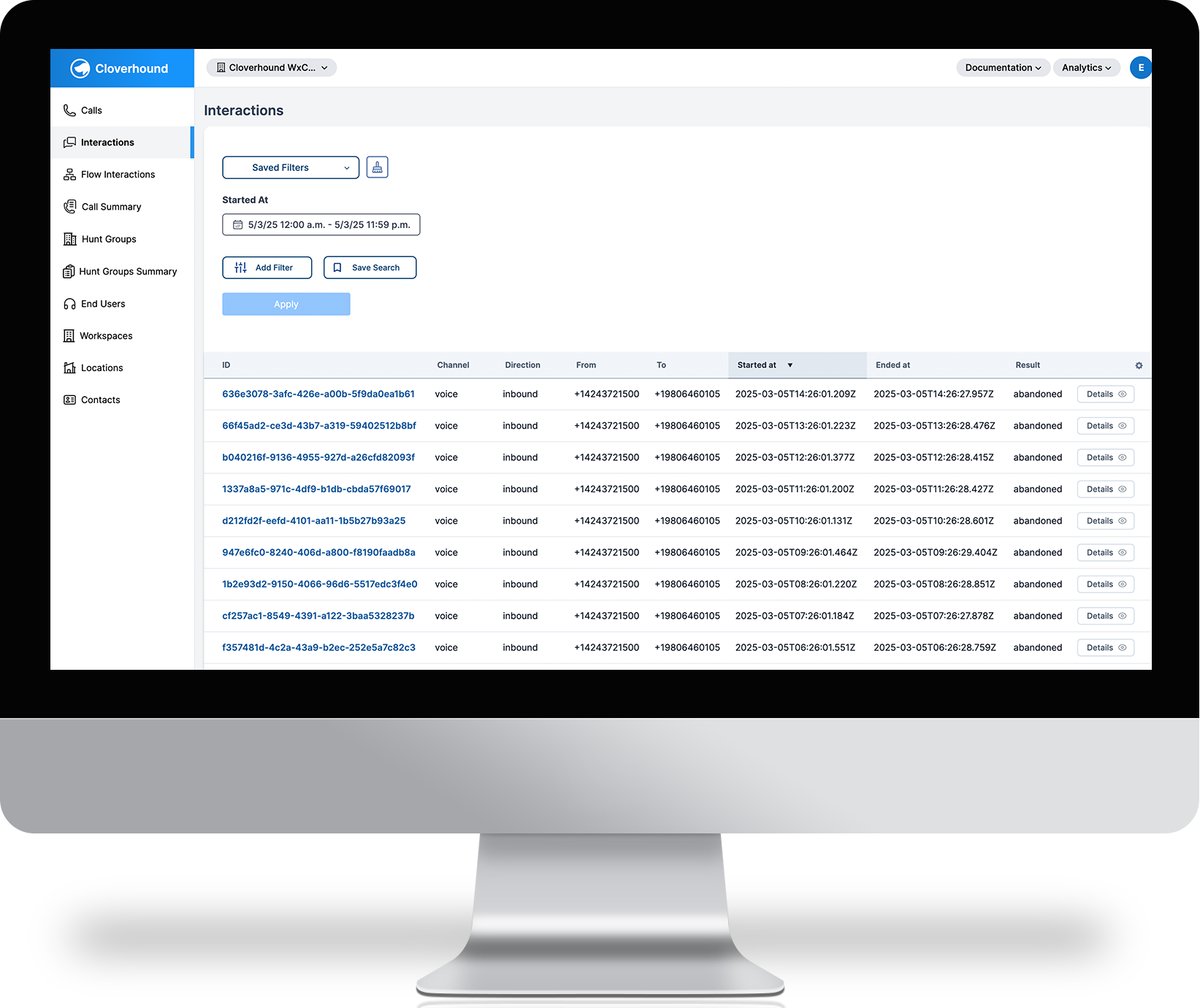 Analytics Module interface