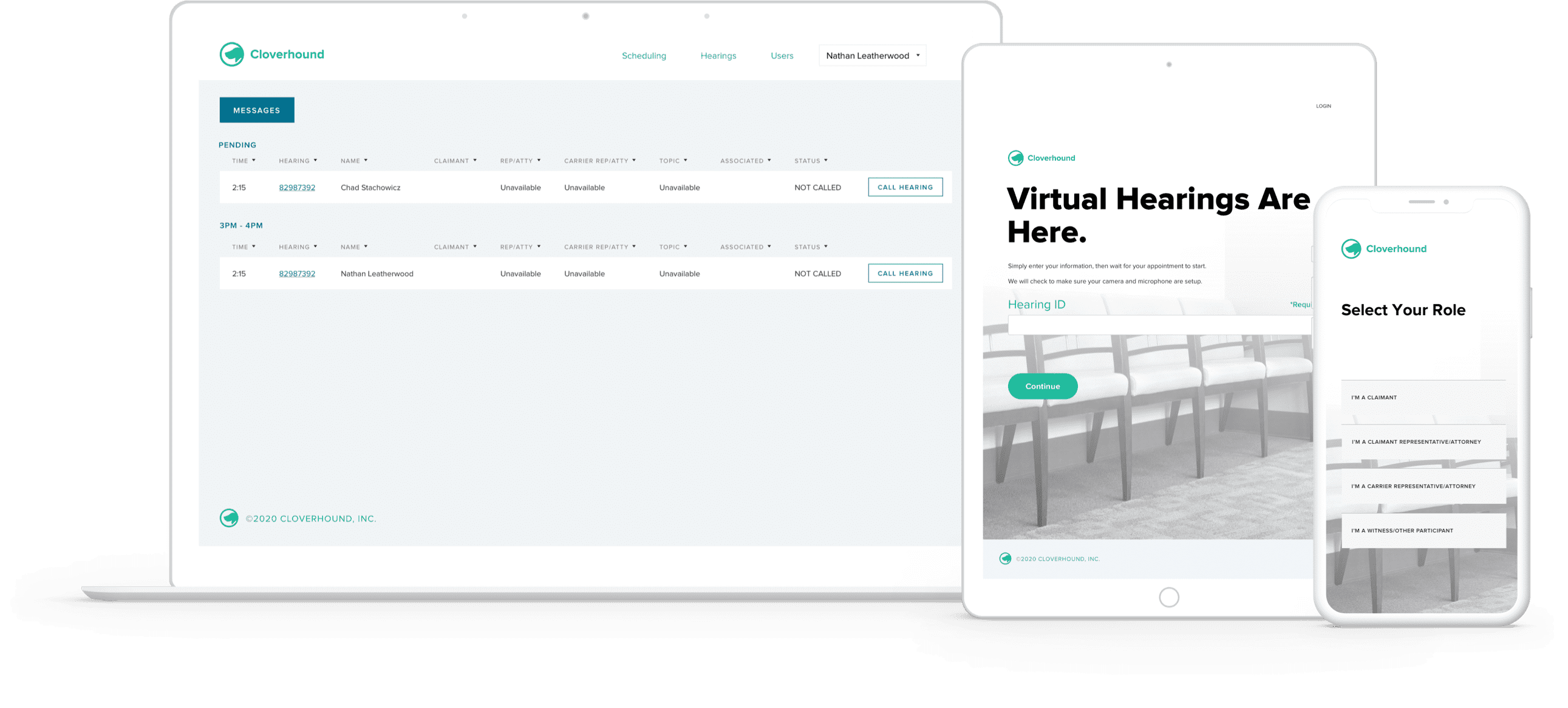 Female judge talking to young woman by video call